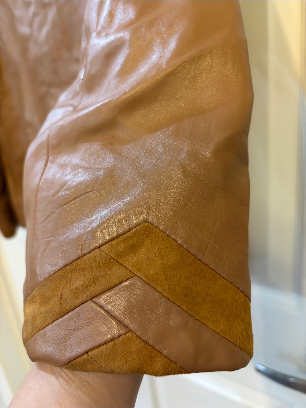 Leather Zip-Front Jacket in Tan - Picture 7 of 10